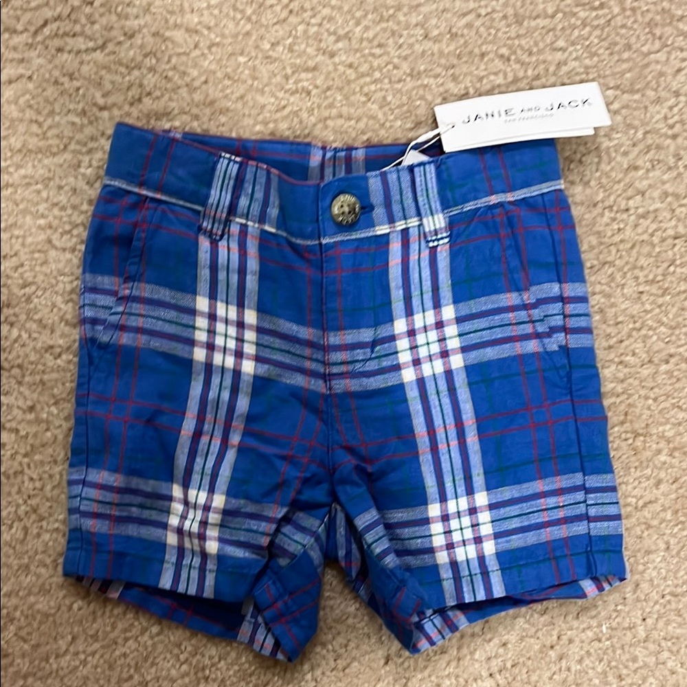 Janie and Jack Blue and White Plaid Shorts NWT